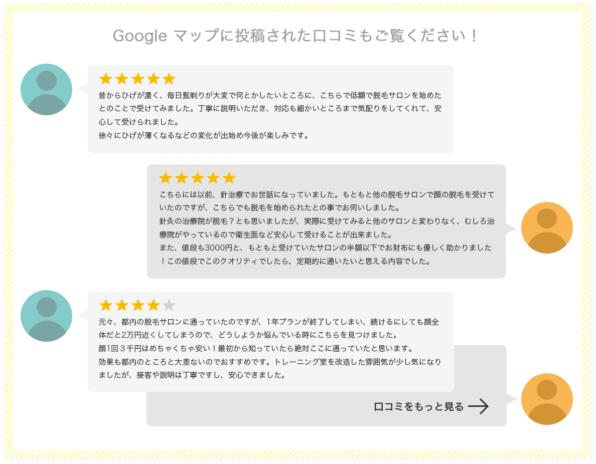  Googleマップに投稿された口コミもご覧ください！