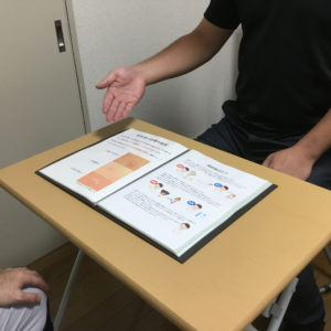 脱毛を受ける際の説明風景です